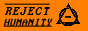 ΘΔ REJECT HUMANITY Therian Delta Theta symbol on an orange backdrop with the caption